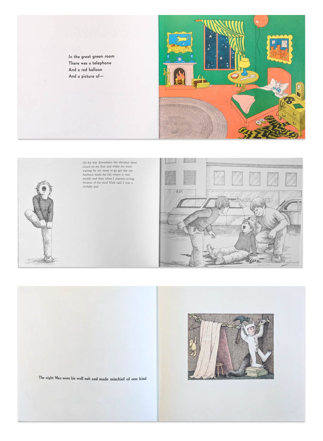 A grid of page scans from illustrated picture books