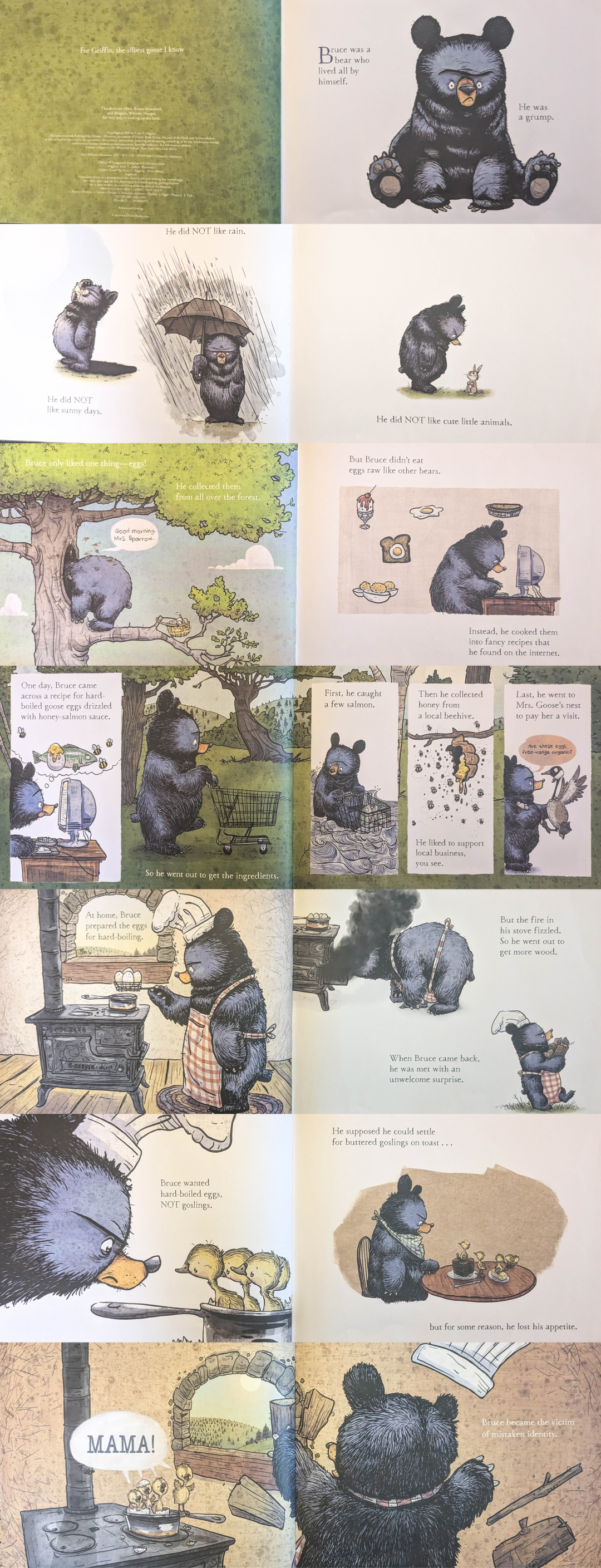 A grid of page scans from illustrated picture books