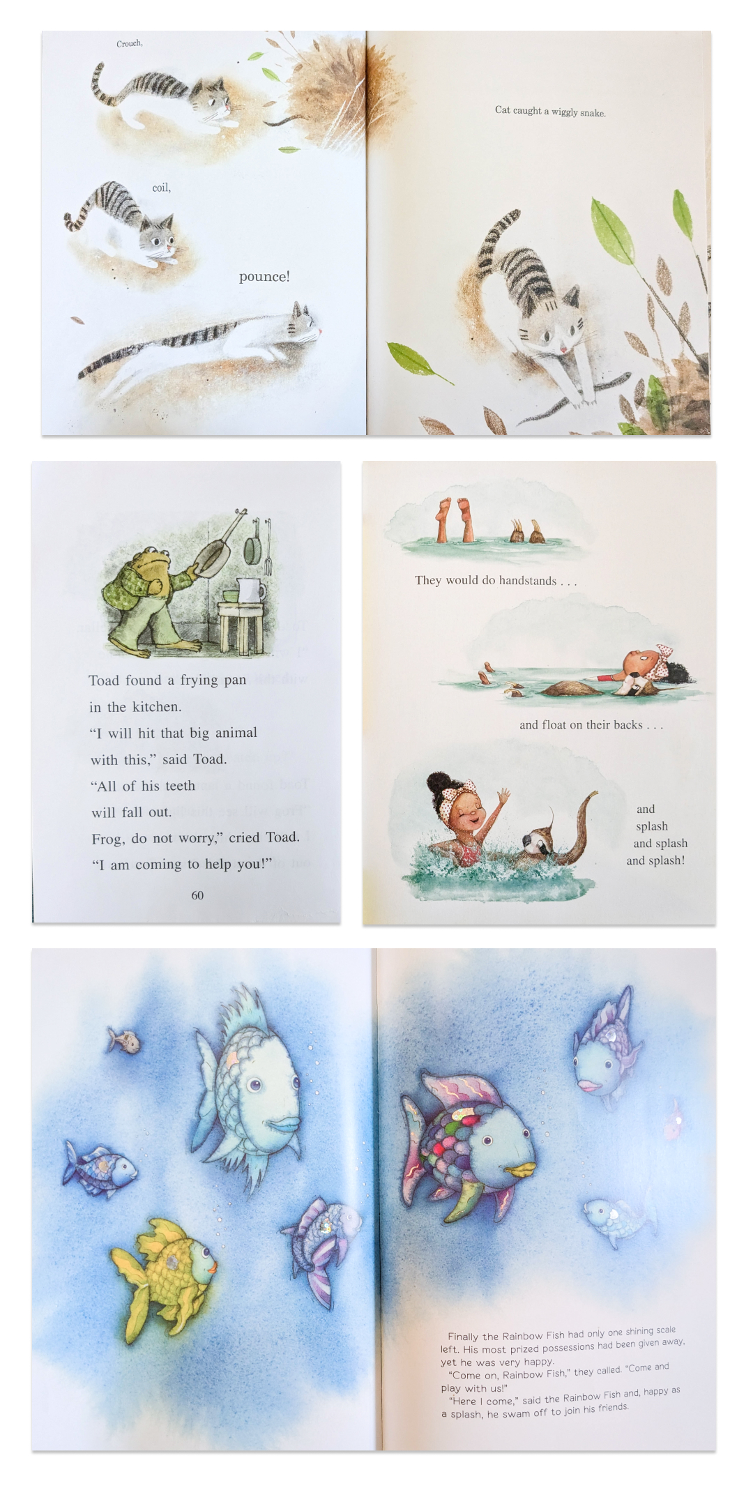 A grid of page scans from illustrated picture books