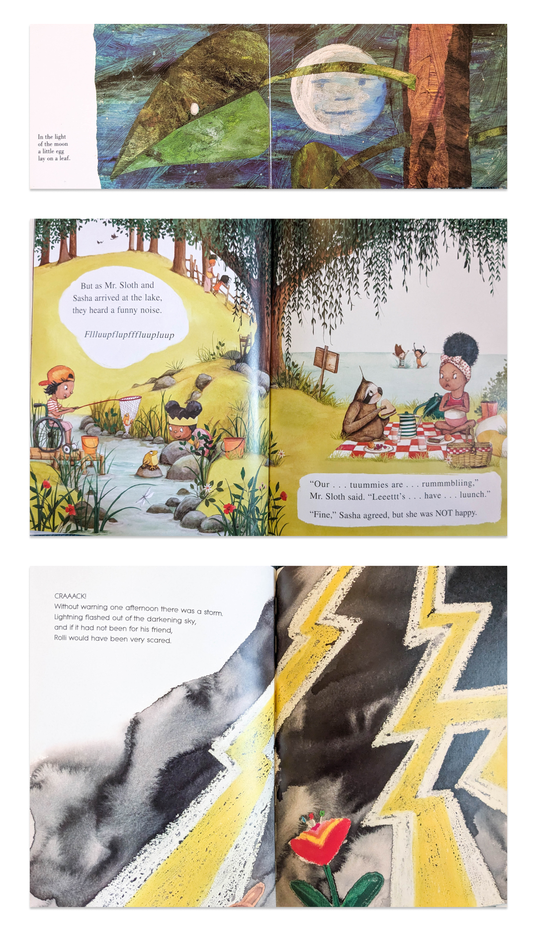 A grid of page scans from illustrated picture books