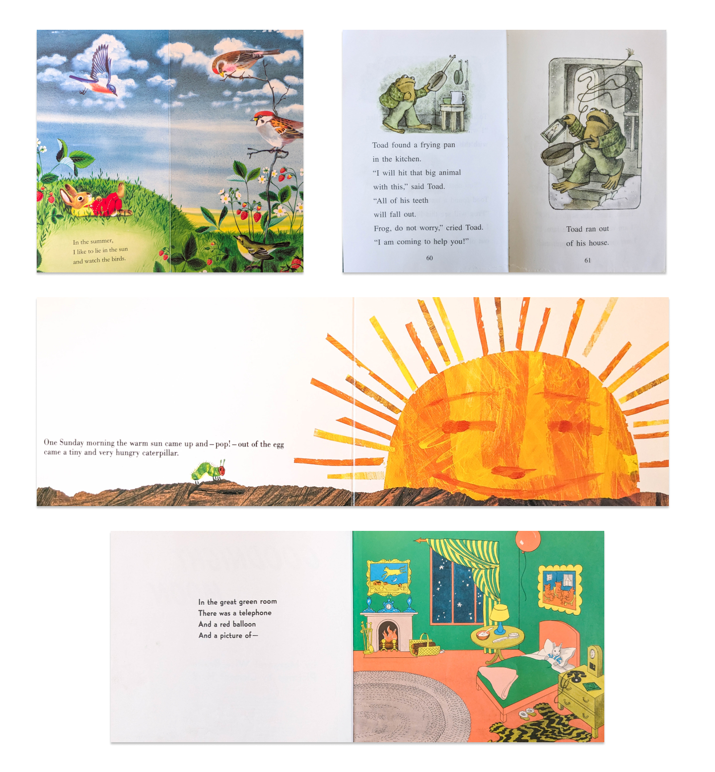 A grid of page scans from illustrated picture books