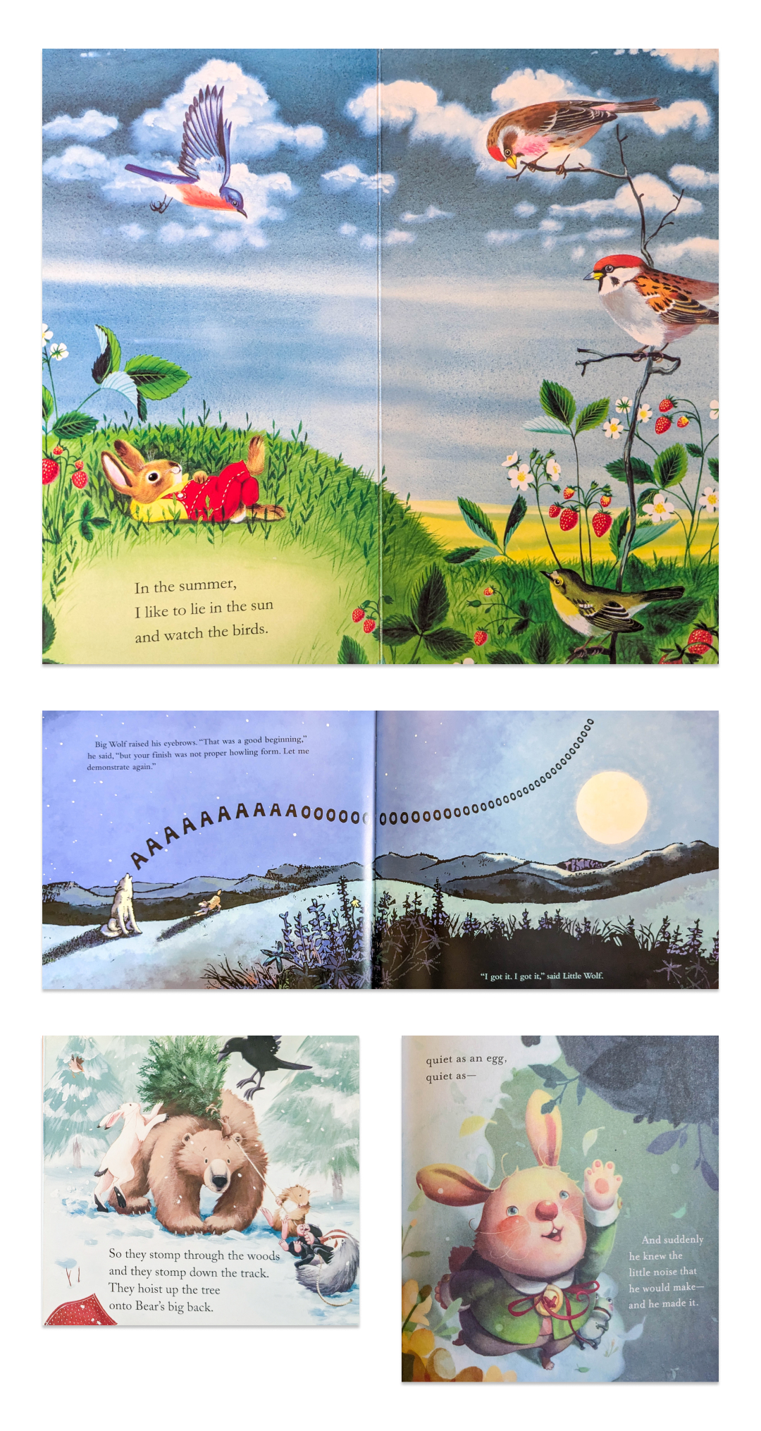 A grid of page scans from illustrated picture books