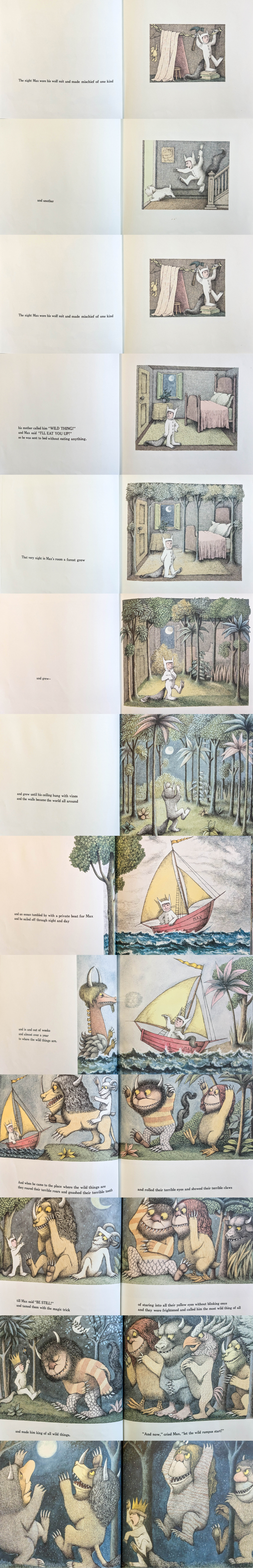 A grid of page scans from illustrated picture books